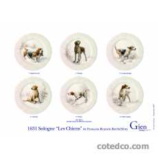 Coffret de 6 Assiettes dessert Chien assorties - diam. 23,2 cm