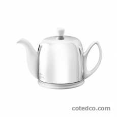 Théière 4 Tasses 75cl - Acier Miroir - Blanche