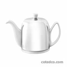 Théière 6 Tasses 100cl - Acier Miroir - Blanche