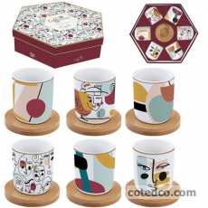 Coffret 6 Gobelets café & soucupe Bambou