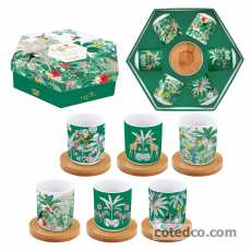 Coffret 6 Gobelets café & soucupe Bambou